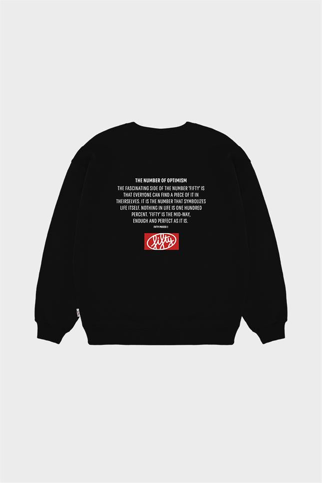 Erkek Siyah Düşük Omuzlu Sırt Baskılı Sweatshirt