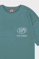 Erkek Yeşil Düşük Omuzlu Asit Yıkamalı T-Shirt