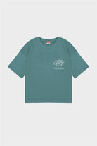 Erkek Yeşil Düşük Omuzlu Asit Yıkamalı T-Shirt