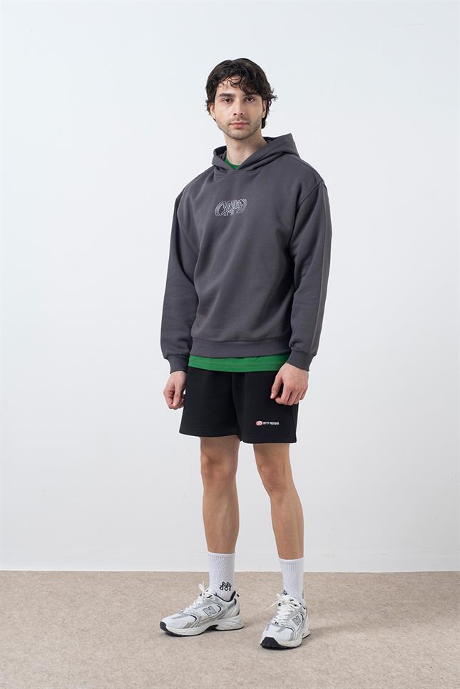 Erkek Siyah Loose Fit Jogger Şort