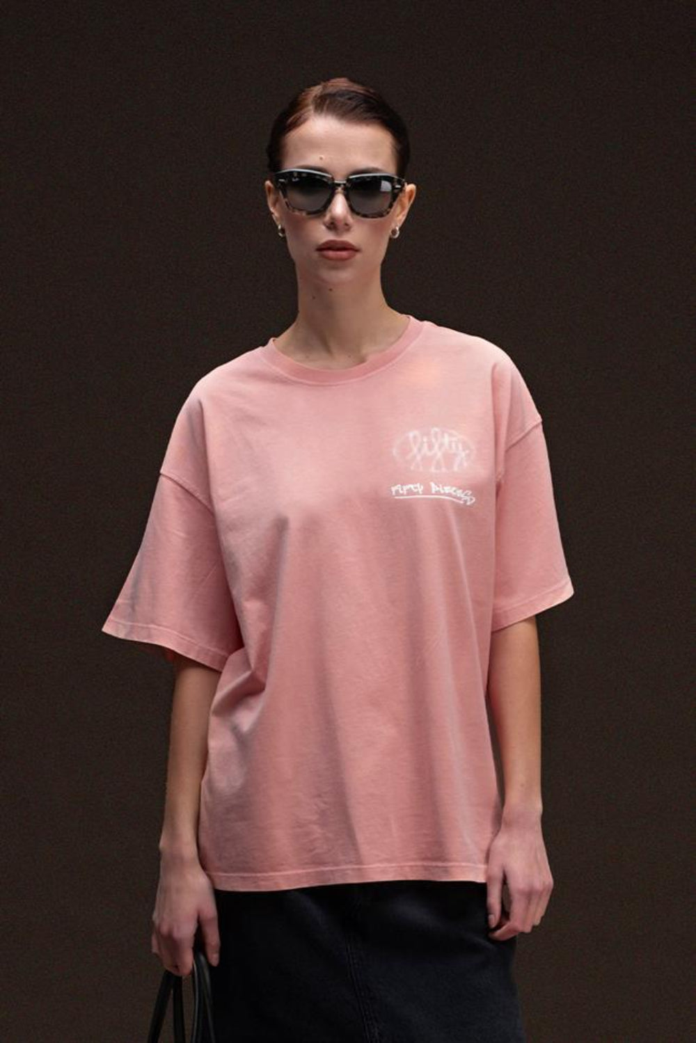 Fifty Pieces-Gül Kurusu Oversize Asit Yıkamalı T-Shirt-T-Shirts-1-milagron.live