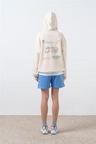 Kadın Kum Oversize Sırt Baskılı Hoodie