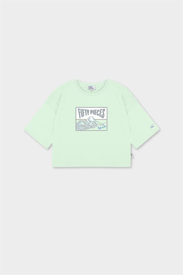 Kadın Mint Oversize Mid-Length T-Shirt