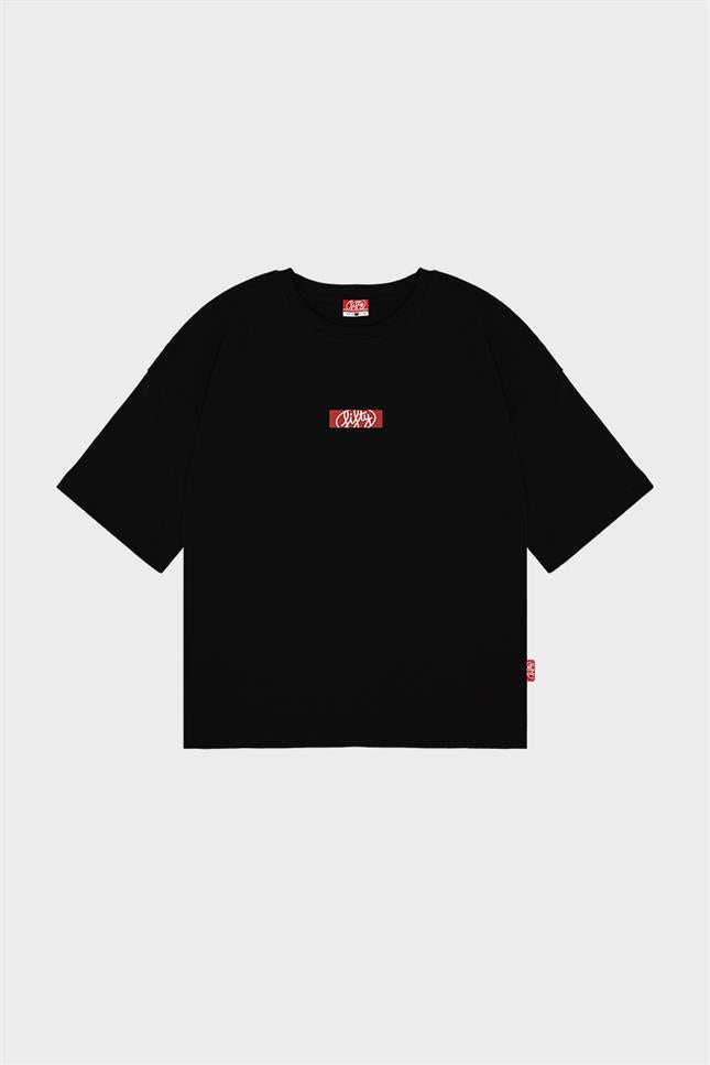 Kadın Siyah Oversize Sırt Baskılı T-Shirt