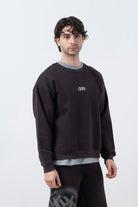 Fifty Pieces-Kahverengi Düşük Omuzlu Sırt Baskılı Sweatshirt-Sweatshirts & Hoodies-1-milagron.live