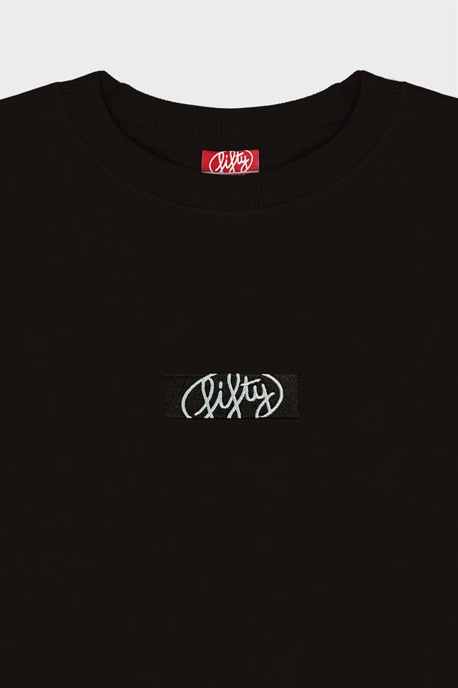 Fifty Pieces-Kahverengi Düşük Omuzlu Sırt Baskılı Sweatshirt-Sweatshirts & Hoodies-10-milagron.live
