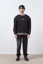 Fifty Pieces-Kahverengi Düşük Omuzlu Sırt Baskılı Sweatshirt-Sweatshirts & Hoodies-3-milagron.live