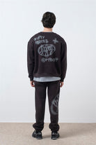 Fifty Pieces-Kahverengi Düşük Omuzlu Sırt Baskılı Sweatshirt-Sweatshirts & Hoodies-4-milagron.live