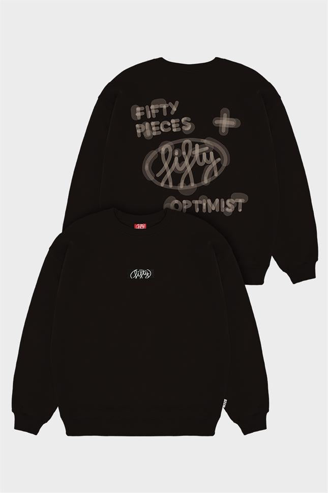 Fifty Pieces-Kahverengi Düşük Omuzlu Sırt Baskılı Sweatshirt-Sweatshirts & Hoodies-7-milagron.live