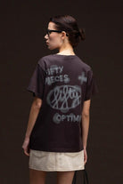 Fifty Pieces-Kahverengi Loose Fit Sırt Baskılı T-Shirt-T-Shirts-1-milagron.live