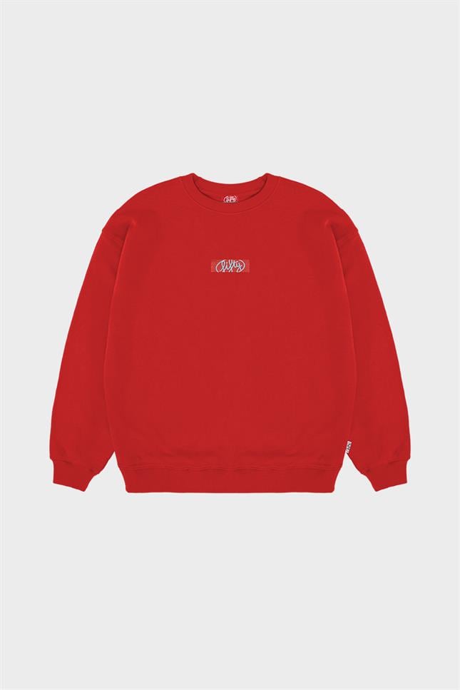Fifty Pieces-Kırmızı Oversize Sırt Baskılı Sweatshirt-Sweatshirts & Hoodies-7-milagron.live