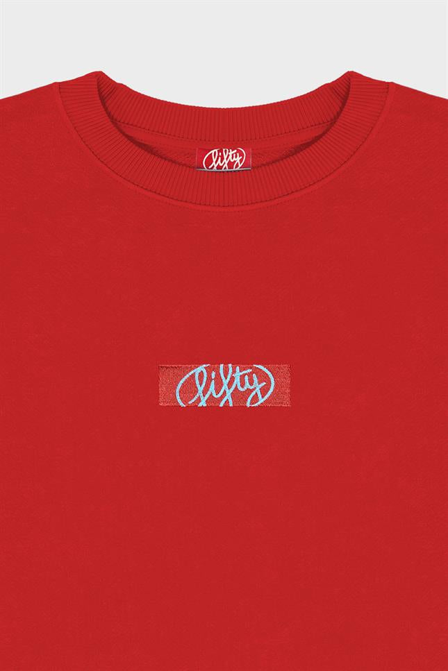 Fifty Pieces-Kırmızı Oversize Sırt Baskılı Sweatshirt-Sweatshirts & Hoodies-9-milagron.live
