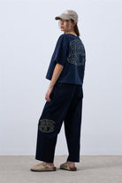 Fifty Pieces-Lacivert Core Oversize Mid Length T-Shirt-T-Shirts-3-milagron.live