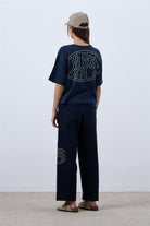 Fifty Pieces-Lacivert Core Oversize Mid Length T-Shirt-T-Shirts-4-milagron.live