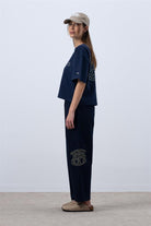 Fifty Pieces-Lacivert Core Oversize Mid Length T-Shirt-T-Shirts-5-milagron.live