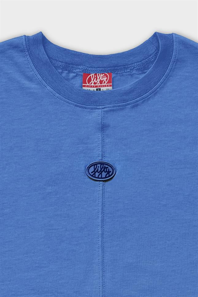 Fifty Pieces-Mavi Regular Fit Sırt Baskılı T-Shirt-T-Shirts-8-milagron.live