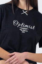 Fifty Pieces-Siyah Fiyonk Detaylı T-Shirt-T-Shirts-2-milagron.live