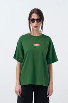 Fifty Pieces-Yeşil Oversize Sırt Baskılı T-Shirt-T-Shirts-1-milagron.live