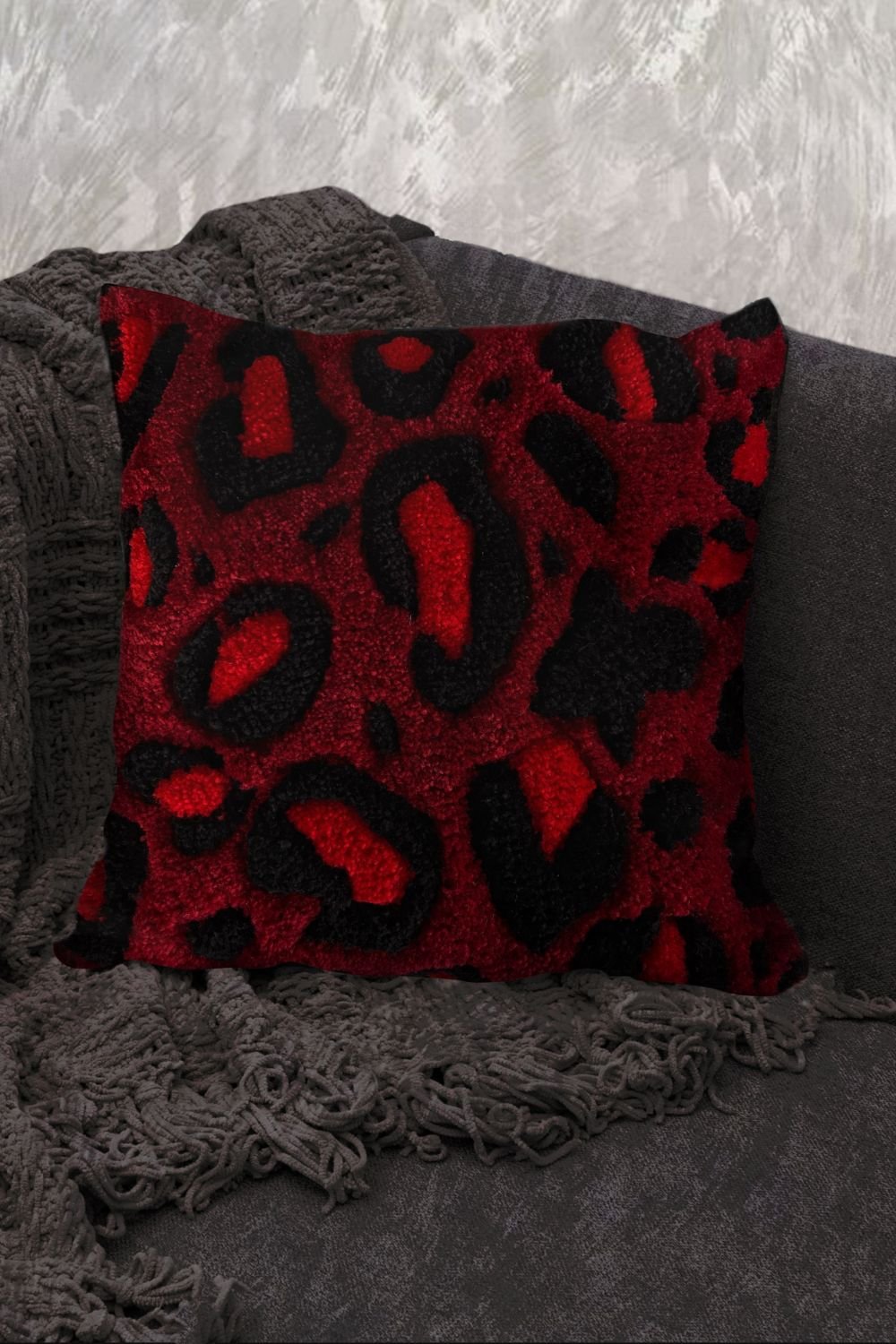 Fille á Fille Design Studio-Leopar Kırmızı Kırlent-Kırlent-2-milagron.live