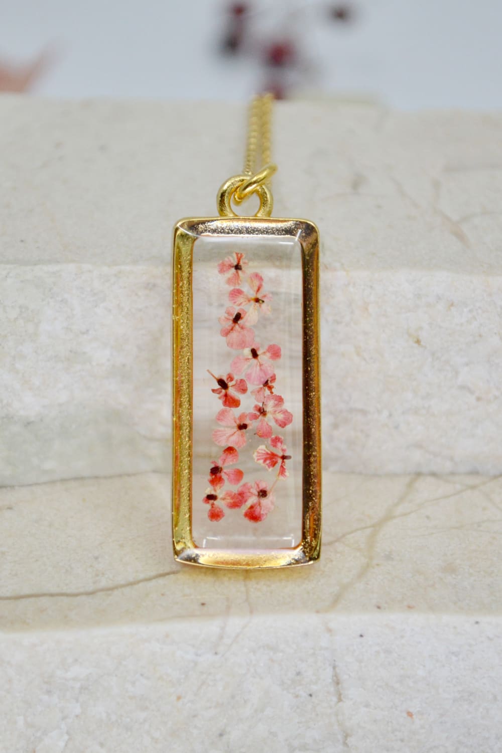 Fiorel Design-Depth Of Pink Rectangle Kolye-Kolye-1-milagron.live
