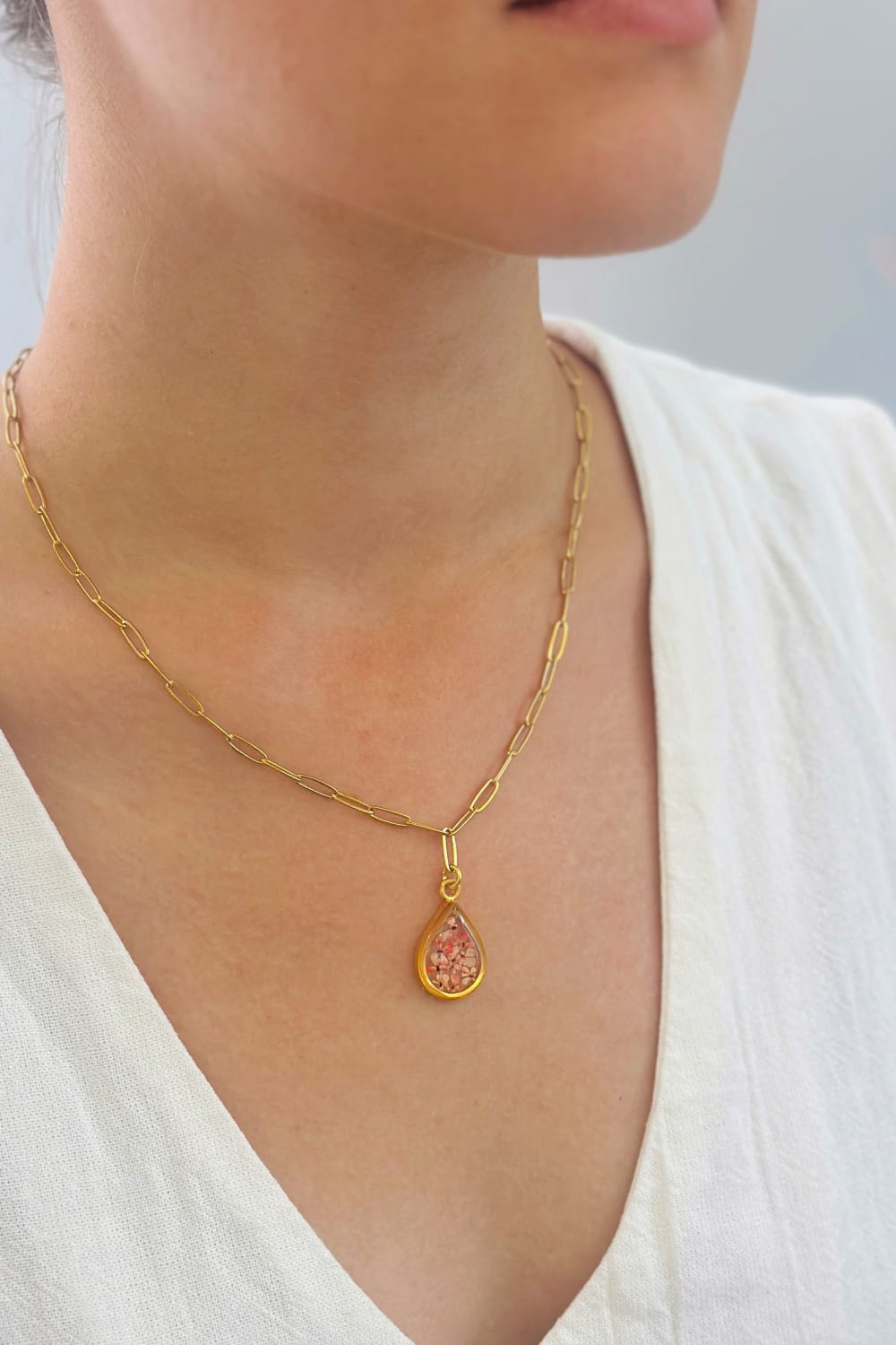 Fiorel Design-Golden Garden Teardrop - Pink-Kolye-2-milagron.live