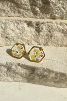 Fiorel Design-Teeny Weeny Hexagon - White Küpe-Küpe-1-milagron.live