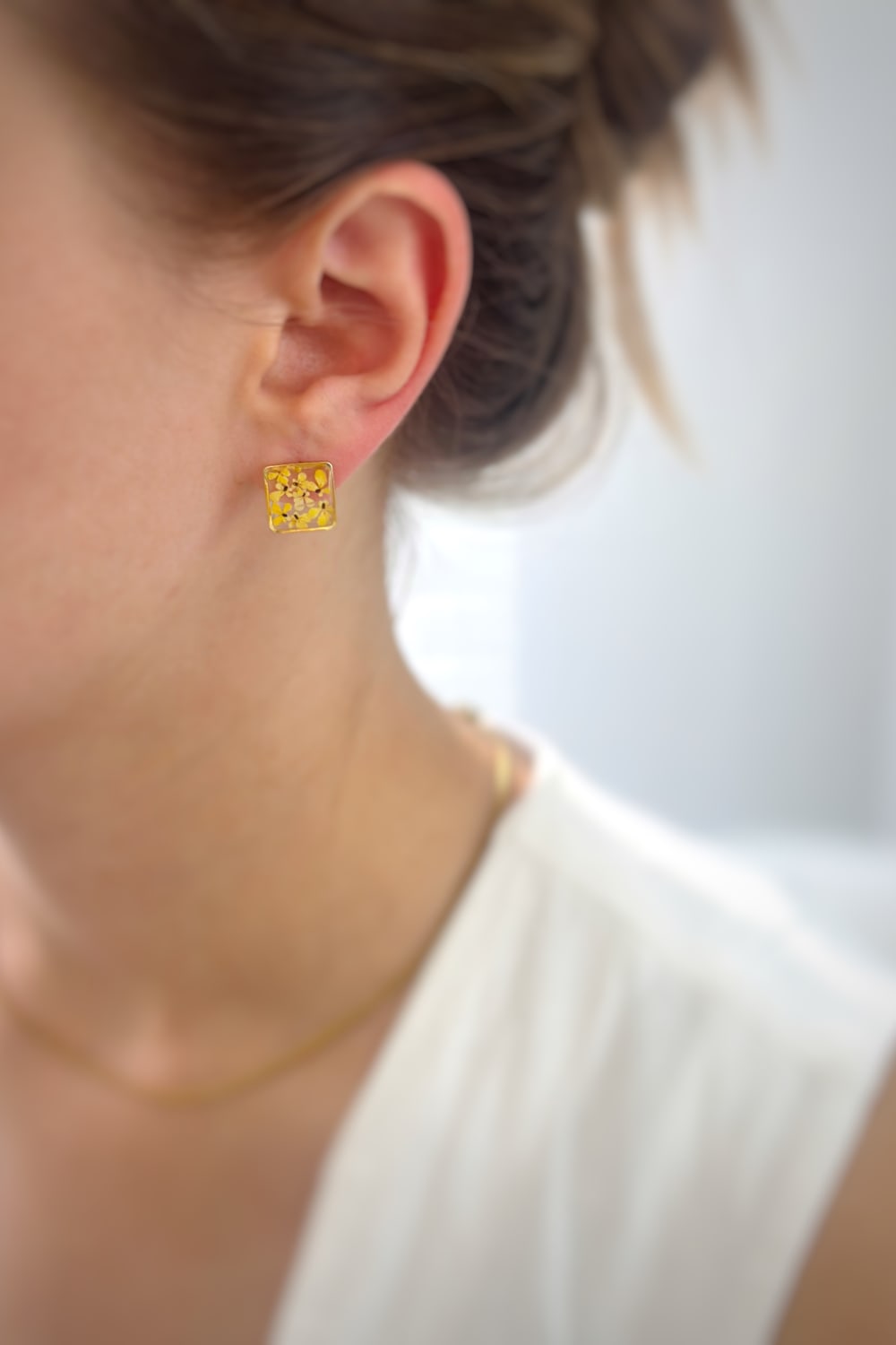 Fiorel Design-Teeny Weeny Square - Yellow Küpe-Küpe-2-milagron.live