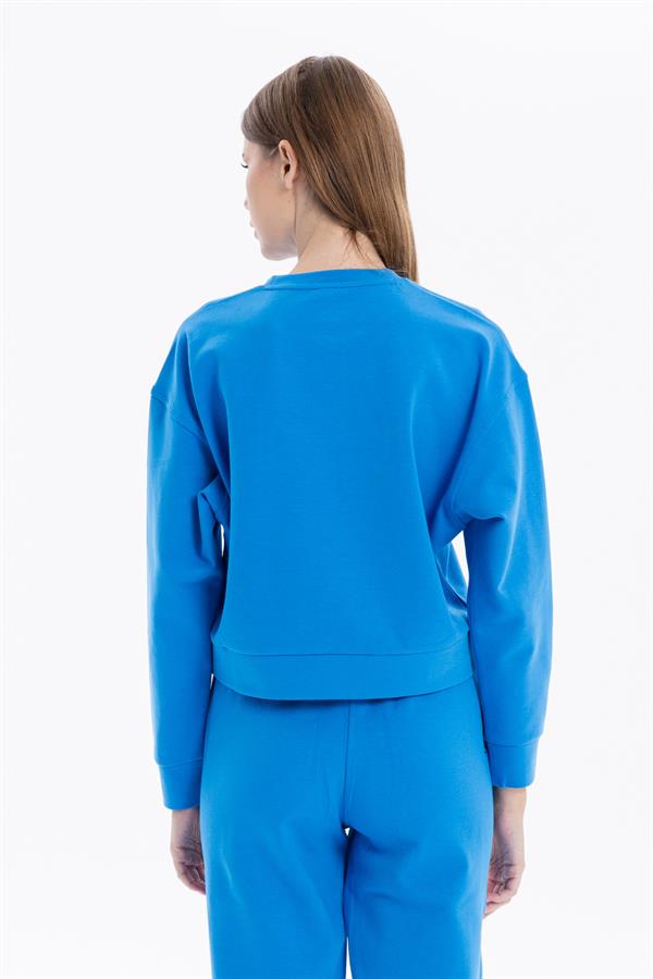 Bisiklet Yaka Numeroloji Baskılı Kadın Sweatshirt
