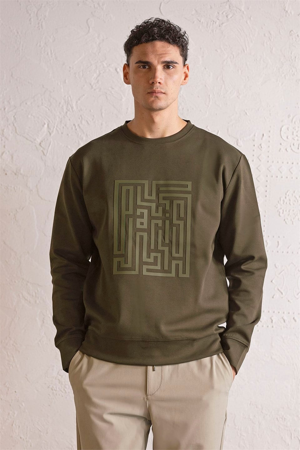 GMG Firenze-Bisiklet Yaka Kabartma Baskılı Erkek Sweatshirt-Winter'26-4-milagron.live