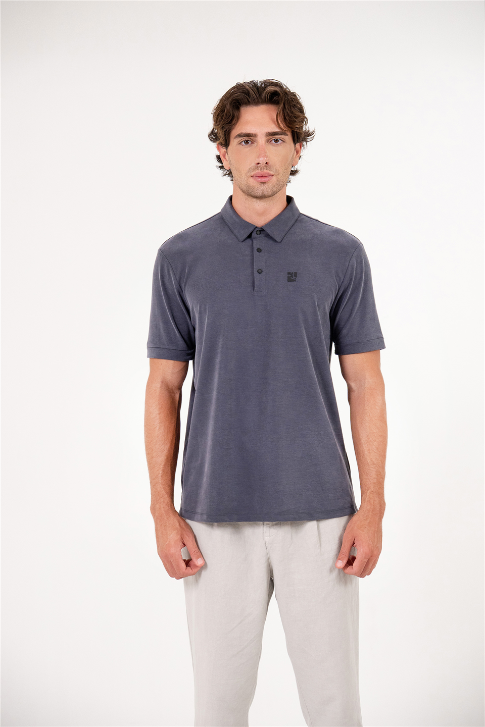 Polo Yaka Sol Göğsü Baskılı Erkek T-Shirt