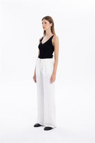 GMG Firenze-V Yaka Slim Fit İnce Askılı Triko Kadın Atlet-Summer'25-12-milagron.live