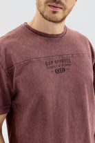 GNP İstanbul-Acid Washed Cut And Sew Burgundy T-shirt-T-Shirts-3-milagron.live