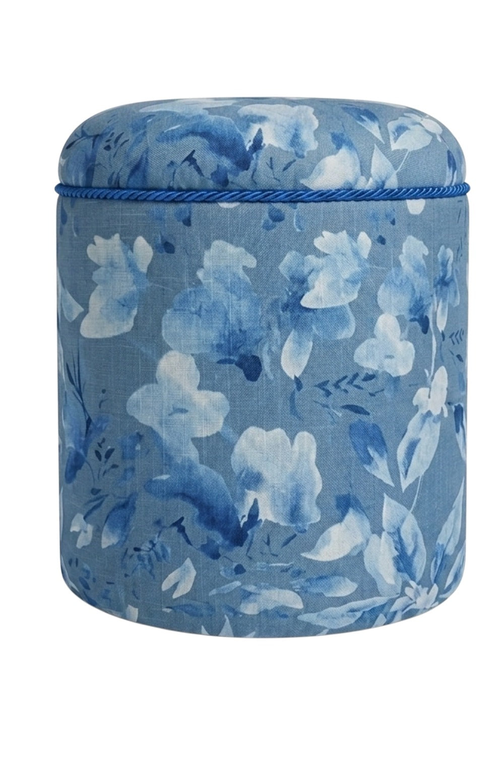 Blue Blossom, %100 Natural Keten Puf/ Yan Sehpa - 0