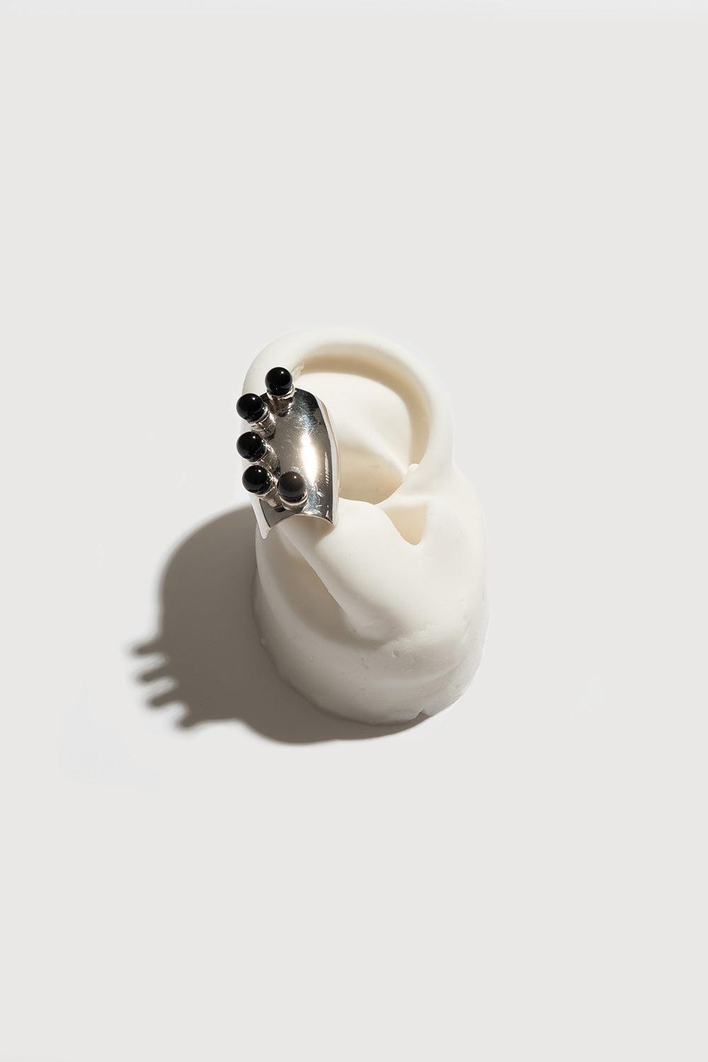 Gal İstanbul-Fein Earcuff SilverxBlack-Küpe-1-milagron.live