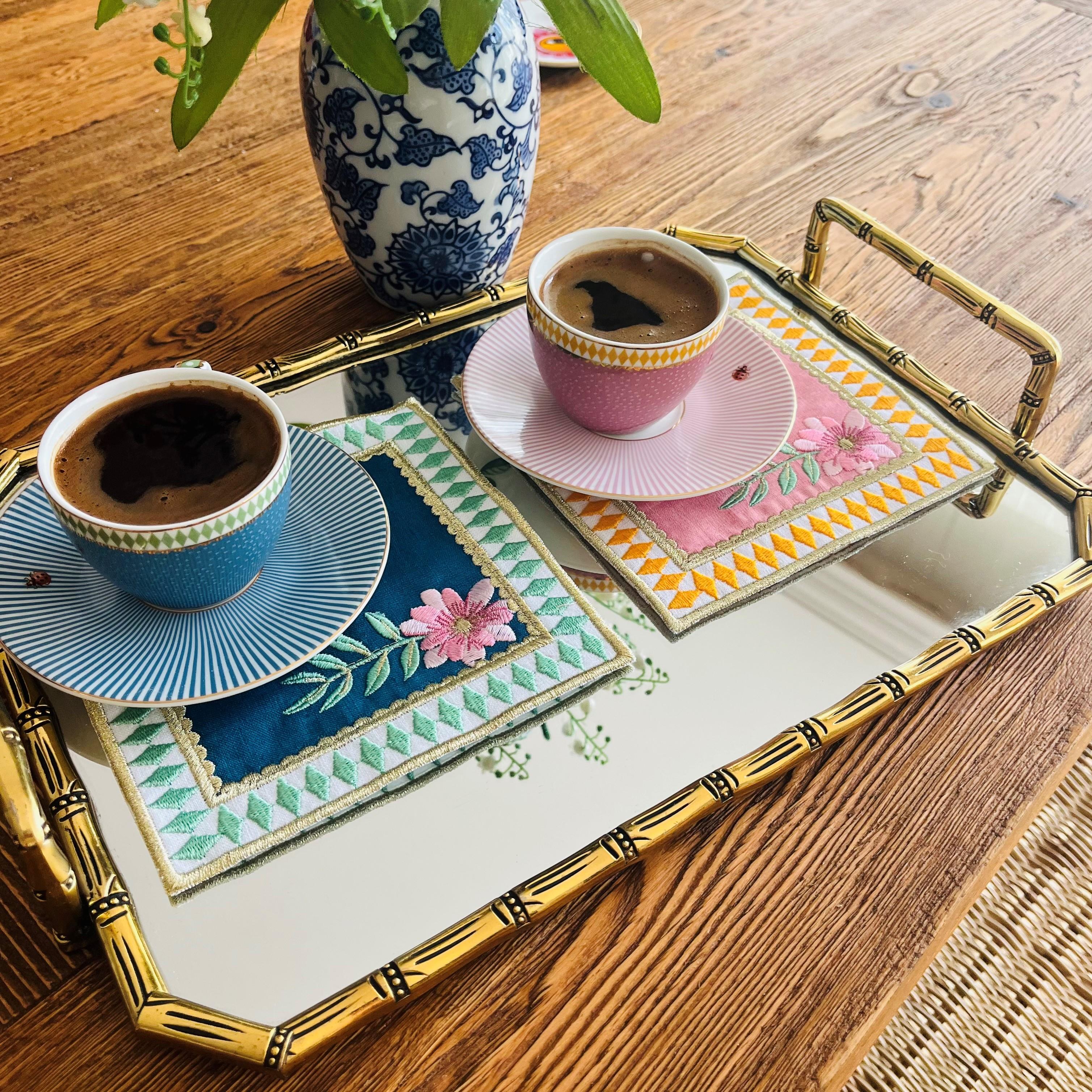 La Majorelle Uyumlu Pembe ve Yeşil Kokteyl Peçete ( 2 Adet )