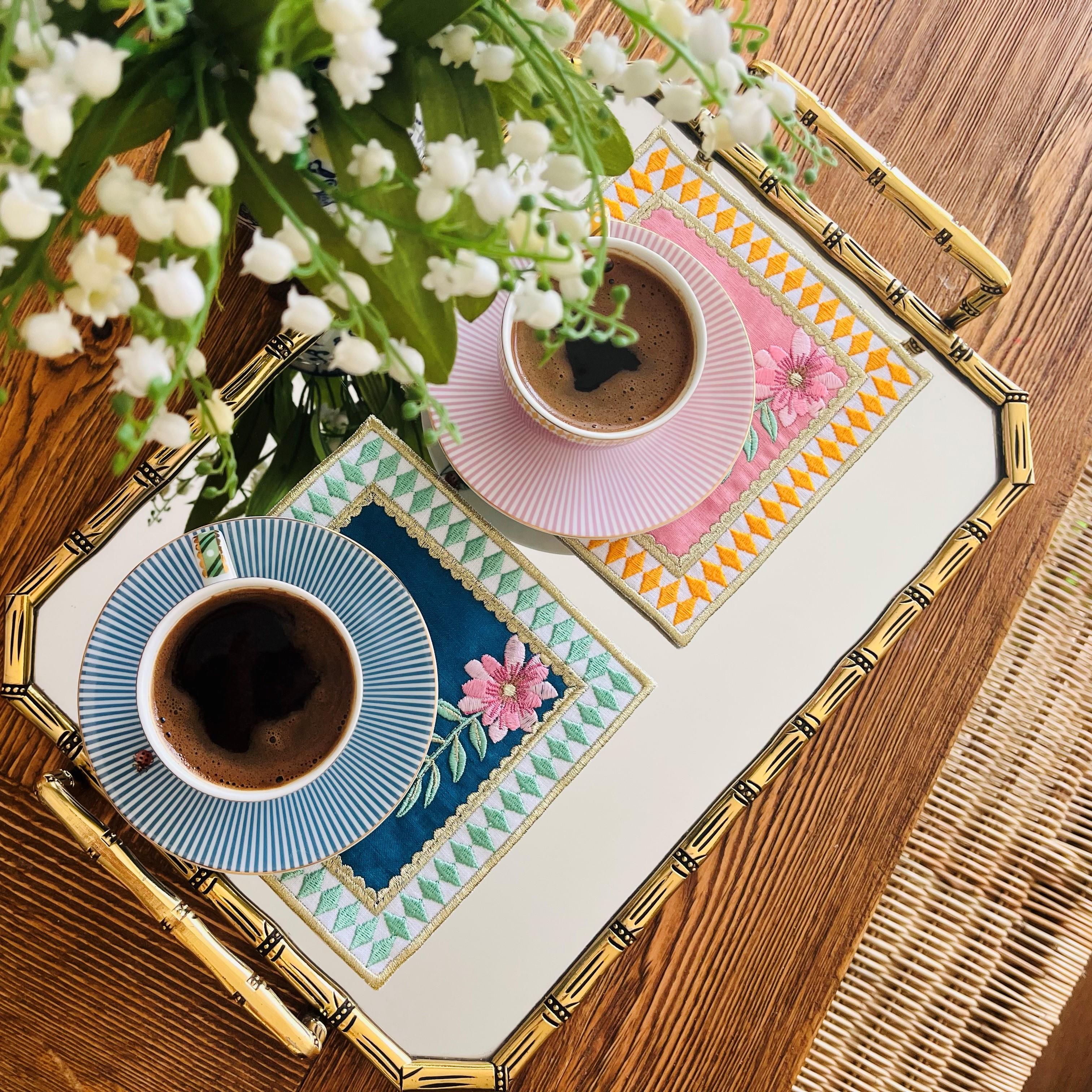 La Majorelle Uyumlu Pembe ve Yeşil Kokteyl Peçete ( 2 Adet )