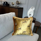 Dekoratif Leopar Desenli Gold Kadife Kırlent Kılıfı 45 x 45 cm