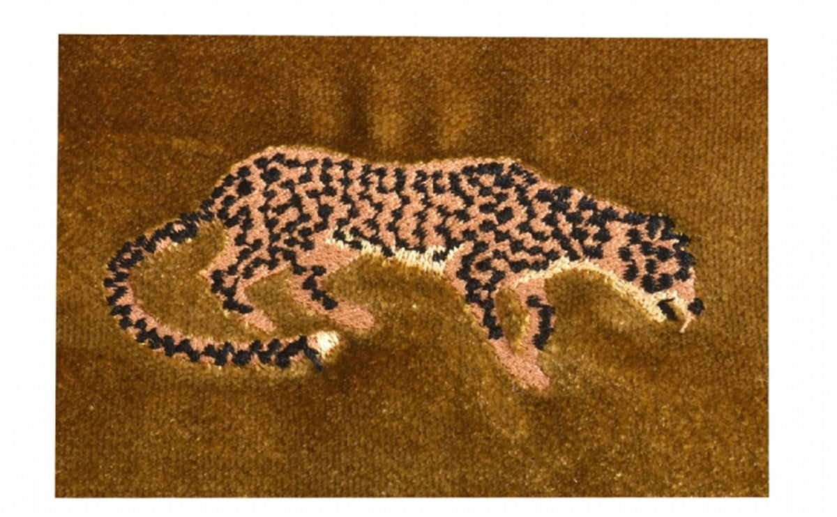 Dekoratif Leopar Desenli Gold Kadife Kırlent Kılıfı 45 x 45 cm