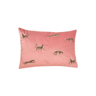 Dekoratif Leopar Desenli Pembe Kadife Kırlent Kılıfı 35 x 50 cm