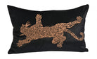 Dekoratif Leopar Desenli Siyah Kadife Kırlent Kılıfı 40 x 60 cm