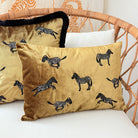 Dekoratif Zebra Desenli Gold Kadife Kırlent Kılıfı