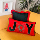 Joy Desenli Kırmızı Kadife Kırlent Kılıfı 30 x 60