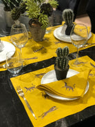 Leopar Desenli Sarı Keten Servis Peçetesi ( 2 Adet )