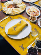 Leopar Desenli Sarı Keten Servis Peçetesi ( 2 Adet )