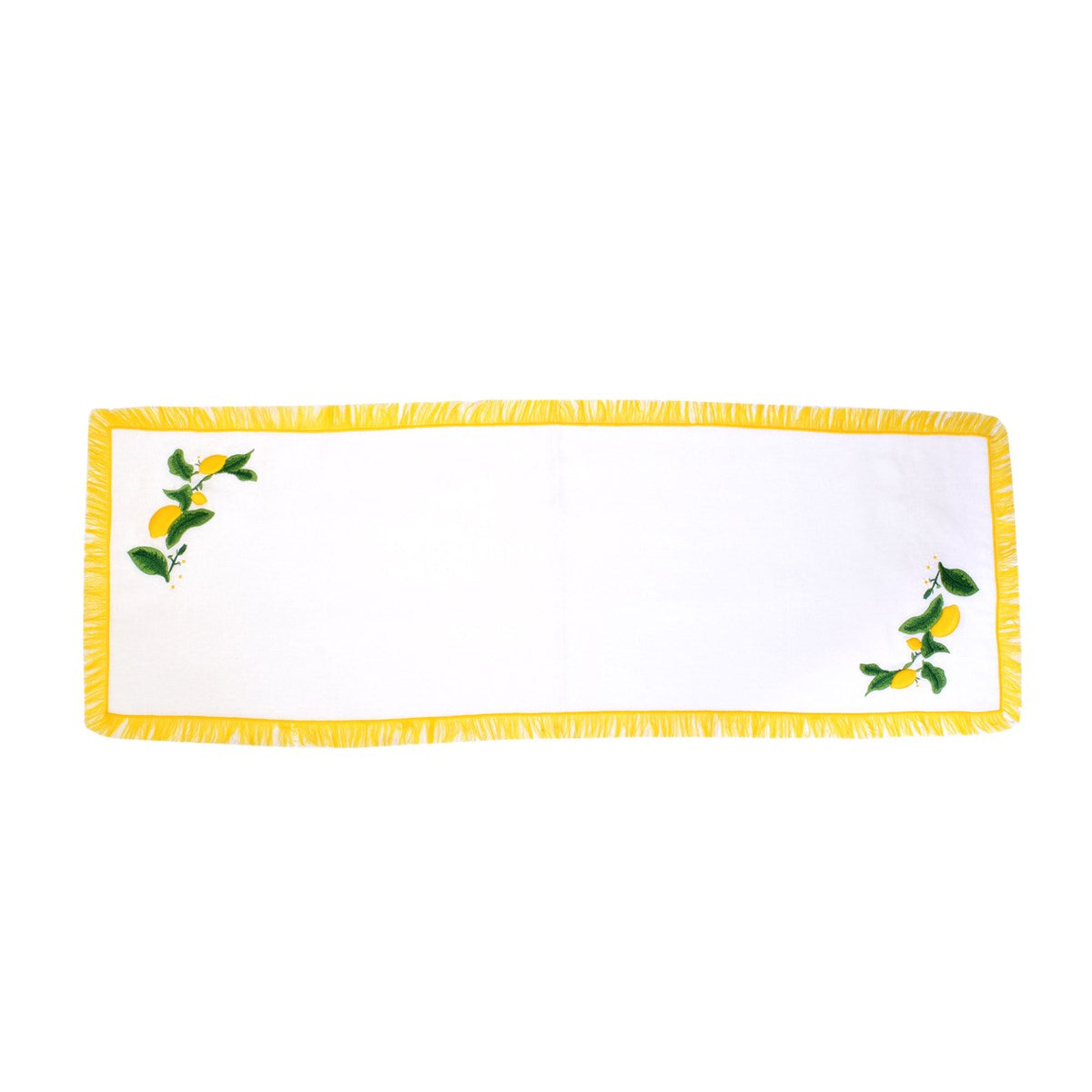 Limon Desenli Sarı Püsküllü Runner - Masa Örtüsü