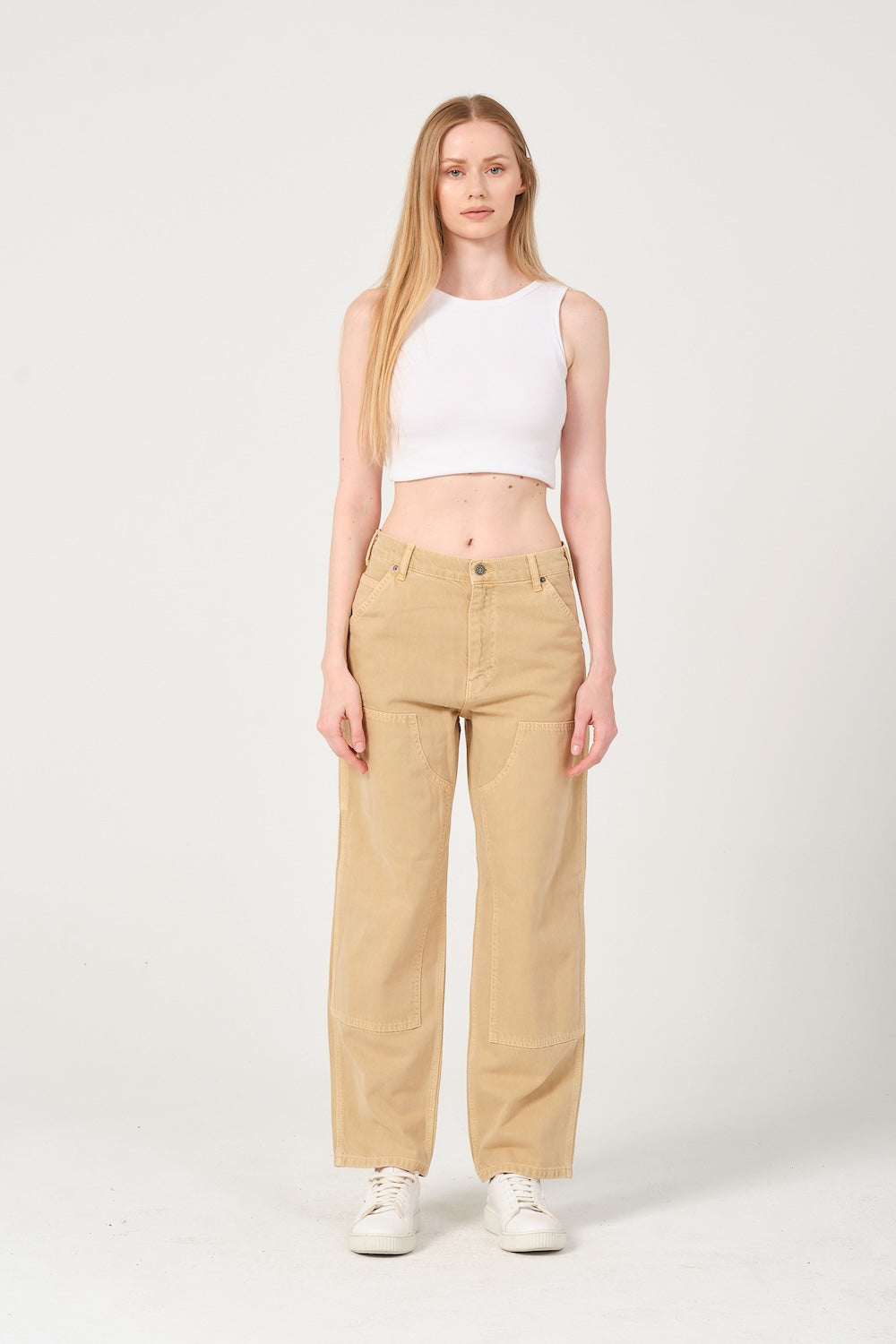 Gennaro-Carpenter Pants - Women Camel-Kot Pantolon-3-milagron.live
