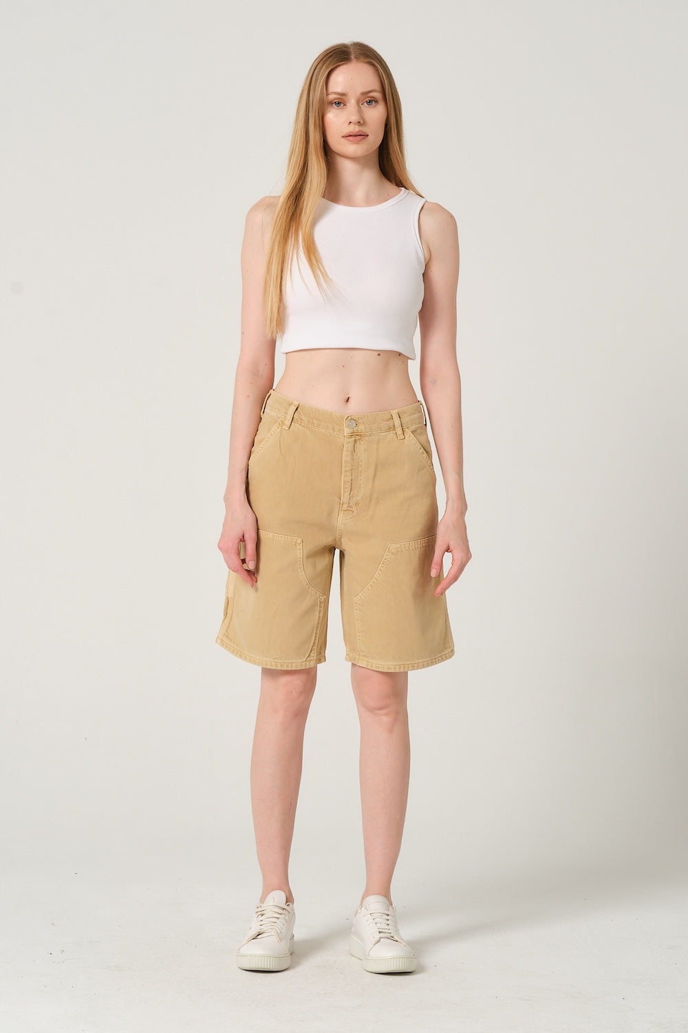 Gennaro-Carpenter Shorts - Women Camel-Şort-1-milagron.live