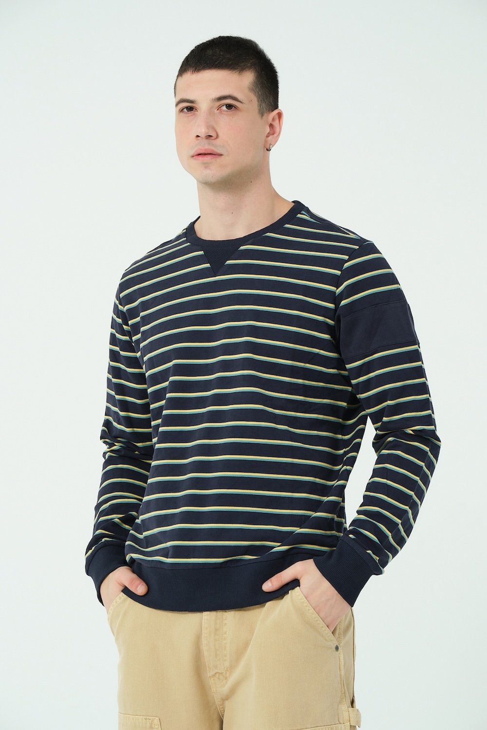 Gennaro-Çizgili Crewneck Sweatshirt-Sweatshirts & Hoodies-1-milagron.live