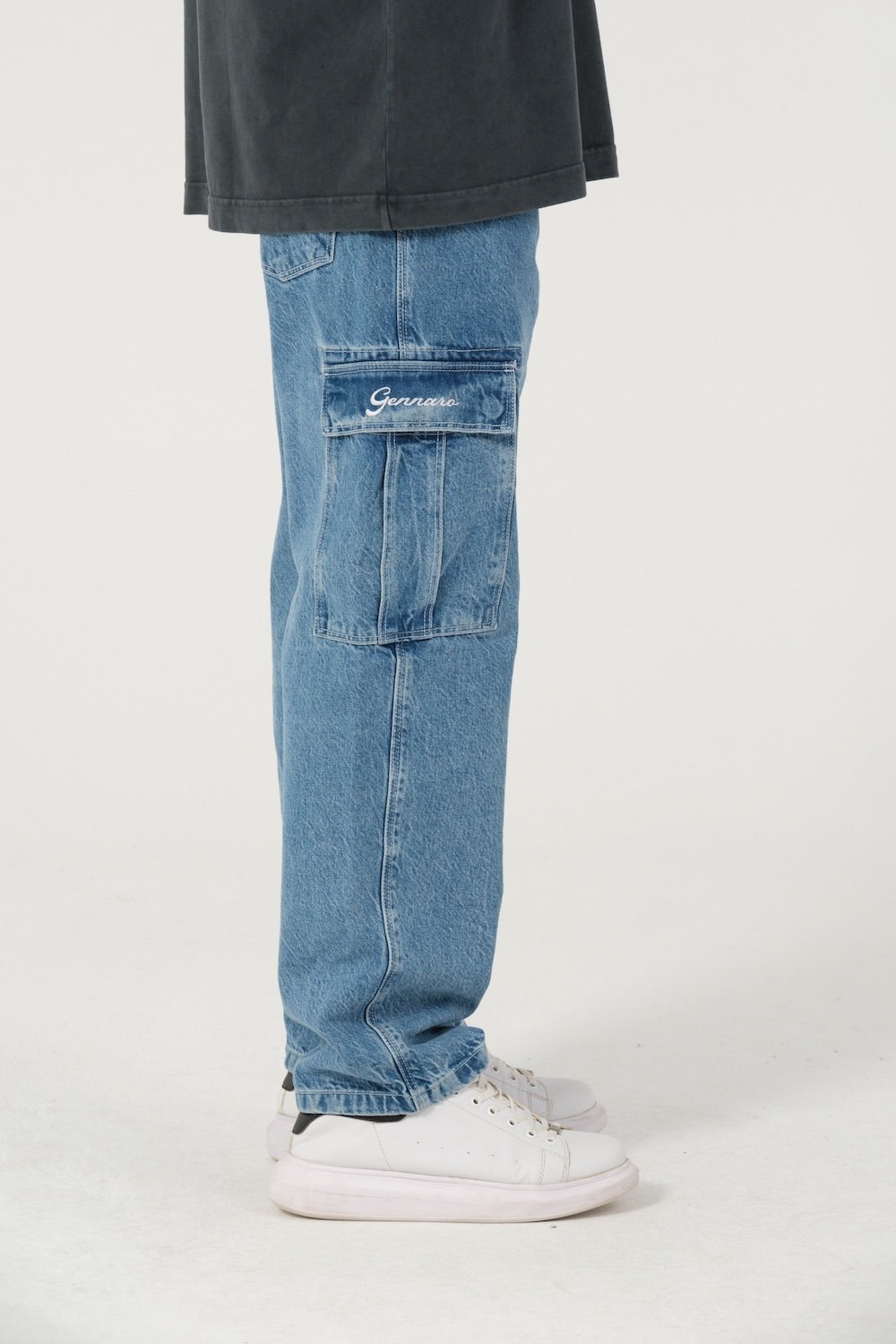 Gennaro-Relax Fit Denim Kargo-Kot Pantolon-3-milagron.live