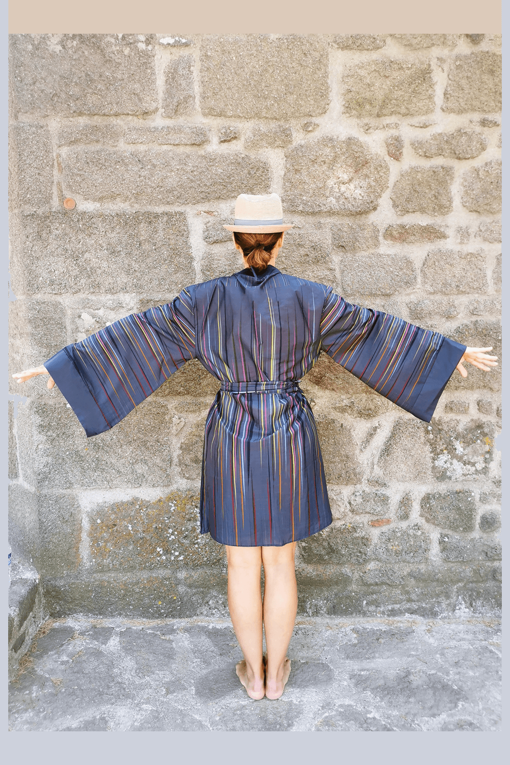 Geomi-Rainbow Kimono - Lacivert-Kimono-2-milagron.live